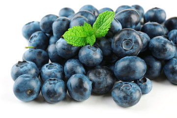Fresh blueberries isolated on white