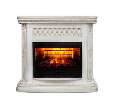 Fireplace isolated on white