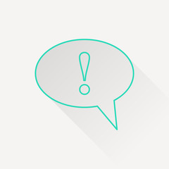 Icon of speech bubble with exclamation mark, vector illustration