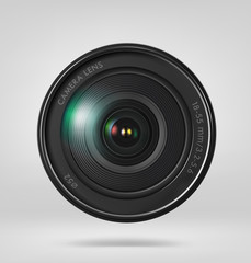 Camera len on gray background. Vector illustration