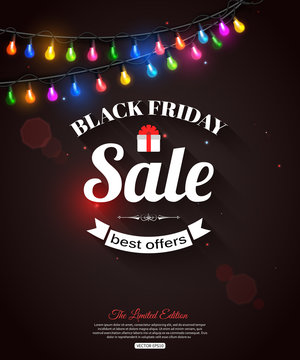 Black Friday Sale shining typographical background with