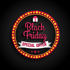 Black Friday Special Offer retro light frame.