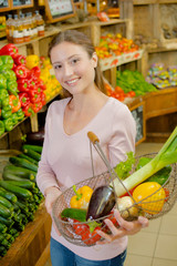 Proud of her vegetable basket