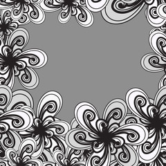 Abstract background. Black and white pattern. Floral seamless ba