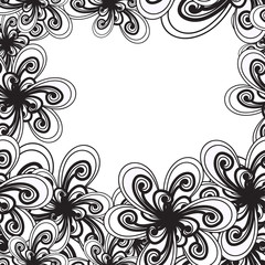 Abstract background. Black and white pattern. Floral seamless ba