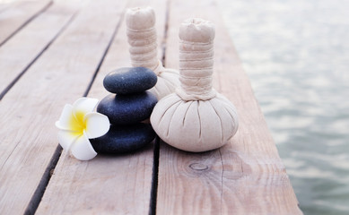 Composition of massage balls and pebbles