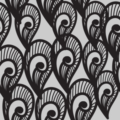 Abstract background. Black and white pattern. Floral seamless ba