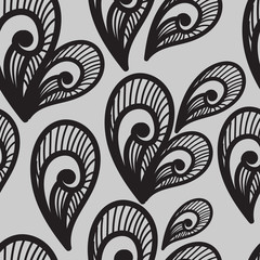 Abstract background. Black and white pattern. Floral seamless ba