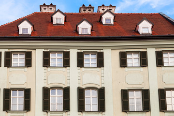 Fototapeta na wymiar facade of old house at Main Square in Bratislava