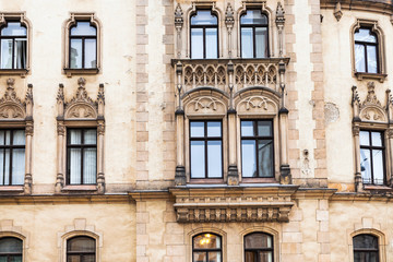 Fototapeta na wymiar facade of apartment house in old town Brno