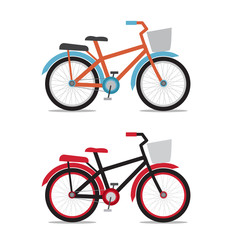 Bicycle with baskets in flat style