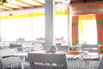 Empty summer cafe interior