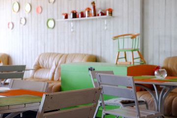 Empty summer cafe interior