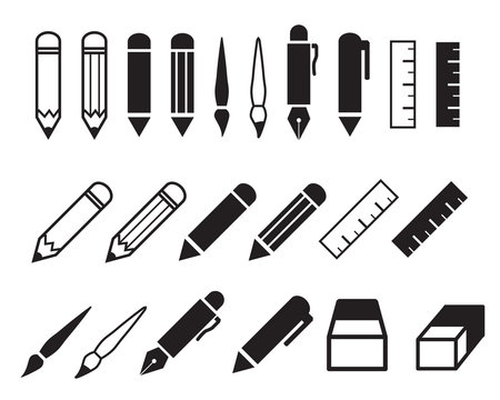 Set of pencil and pen icons