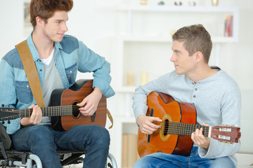 Playing the guitar together