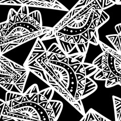 Seamless black and white pattern. Seamless zentangle. Abstract