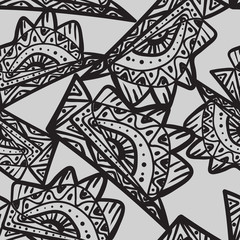 Seamless black and white pattern. Seamless zentangle. Abstract