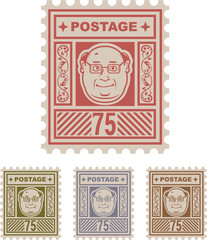 Obraz premium Mail Postage Stamp 75 with cartoon face
