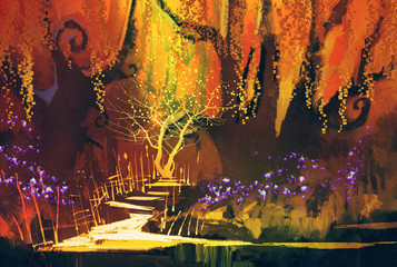 abstract colorful landscape,fantasy forest,illustration painting