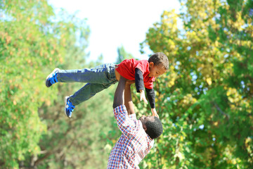 Father and son in the park
