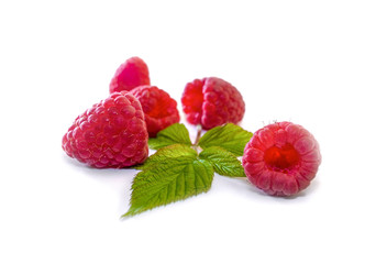 Delicious first class fresh raspberries isolated on white background