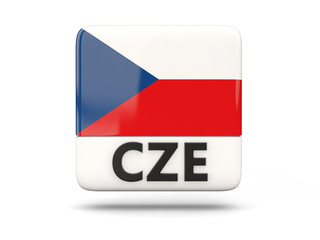 Square icon with flag of czech republic