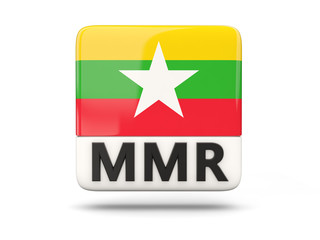 Square icon with flag of myanmar