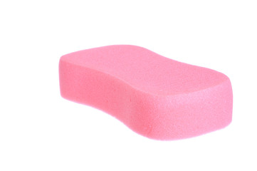 red bathing sponge over white background