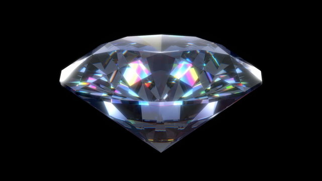 3D animation of a precious diamond with sparkling highlights, alpha mask is included