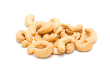 Cashew nuts isolated on white background.