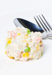 Tuna salad on plate.