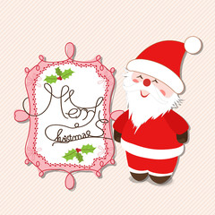 merry christmas label with santa claus