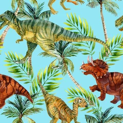 Tapeten Dinosaur watercolor seamless pattern © Tanya Syrytsyna