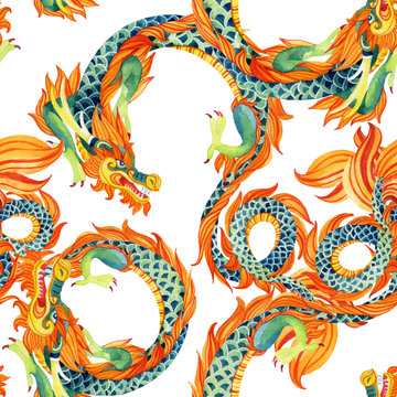 Chinese Dragon seamless pattern.