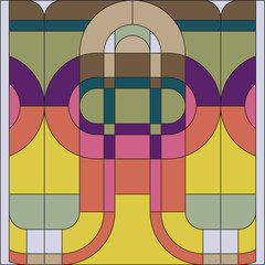 Fototapety  Art deco wektor kolorowy wzór geometryczny. Wzór witrażu w stylu art deco. Abstrakcyjny wzór.