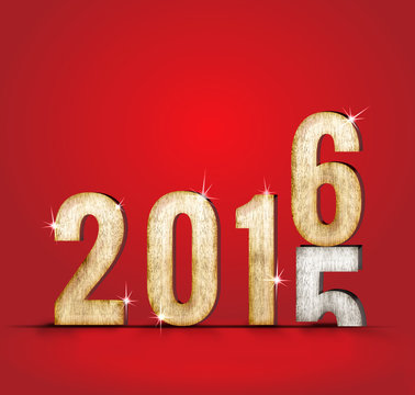2015 wood number year change to 2016 year in red studio room, Ne