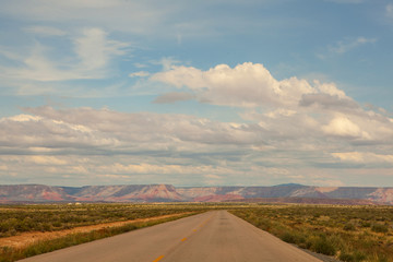 Charming desert road towards Grand Canyon, Arizona, USA