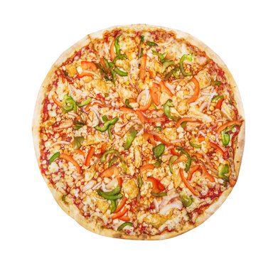 Pizza Hawaiian isolated on white background