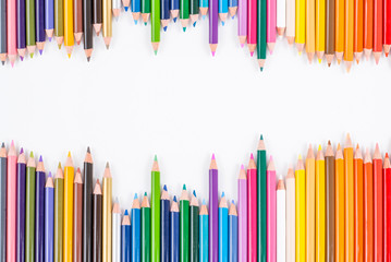 Colour pencils isolated on white background close up