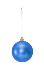 Blue Christmas hanging ball  isolated on white background