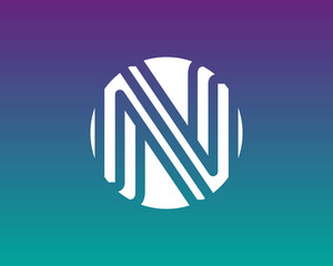 N Line Letter Circle Logo