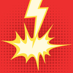 Comic style lightning bolt strike