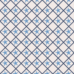 Seamless pattern with cross lines and starfish. 
