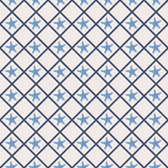 Seamless pattern with cross lines and starfish. 