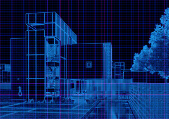 Architectural background simulation of 3d view