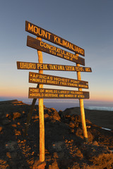 Uhuru Peak (highest summit) on Mount Kilimanjaro in Tanzania, Africa.