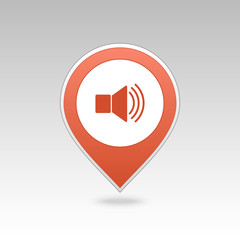 Speaker pin map icon. Map pointer, markers. 