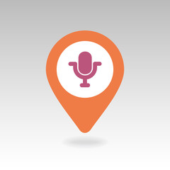 Microphone pin map icon. Map pointer, markers. 