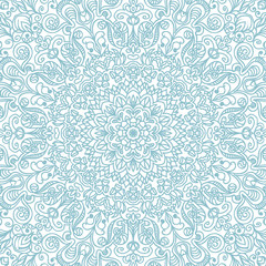 difficult circular pattern composed of curls and spirals painted