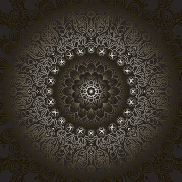 circular pattern fractal graphic carpet with a gradient gray